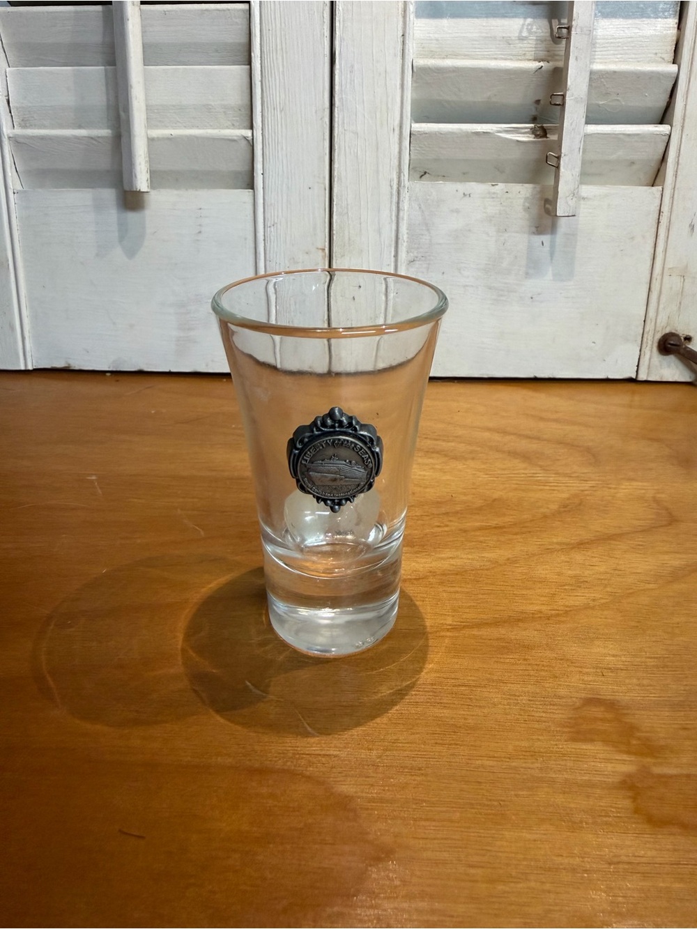 Vintage Clear Shot Glass with Liberty of the Seas Decorative Emblem - Clear